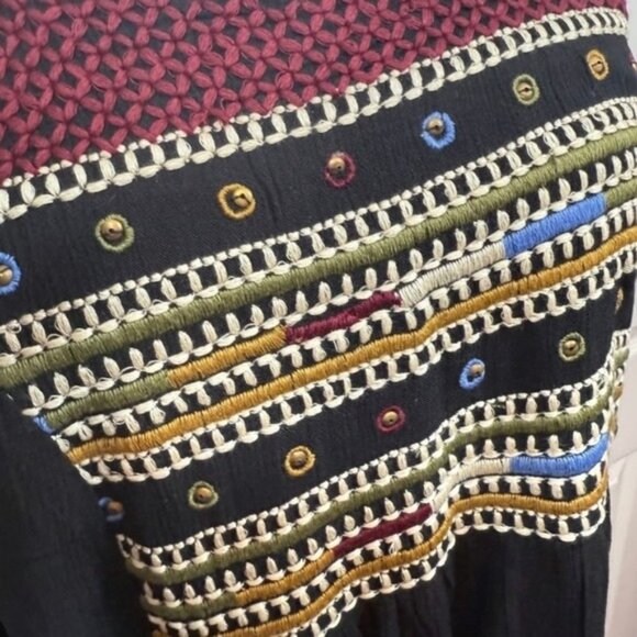 Anthropologie Raga Embroidered Maxi Beach Vacation Dress Medium New Boho - Picture 5 of 11